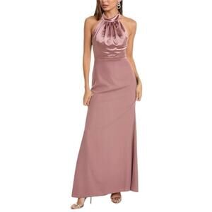 After Six Pink Satin Halter Maxi Gown Dress Formal Bridesmaid 4R